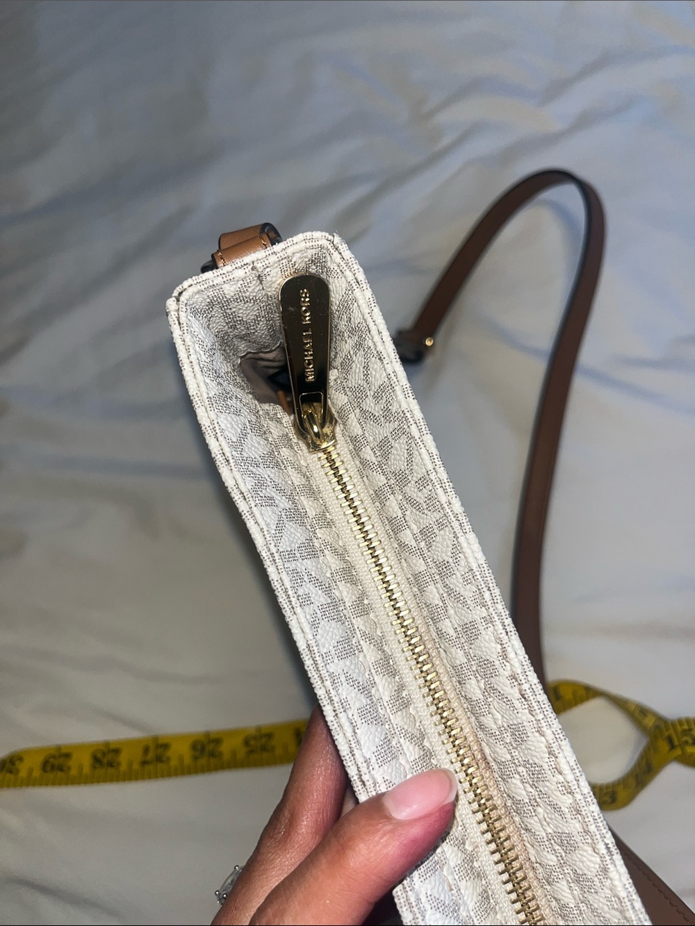 Michael Kors Beige Monogram Crossbody with Brown Strap - Picture 13 of 16